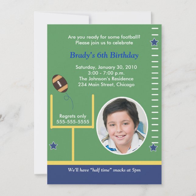 Invitation FOOTBALL All Stars Boys Sports PHOTO Anniversaire (Devant)