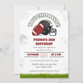 Invitation Football américain Anniversaire avec balle et casq