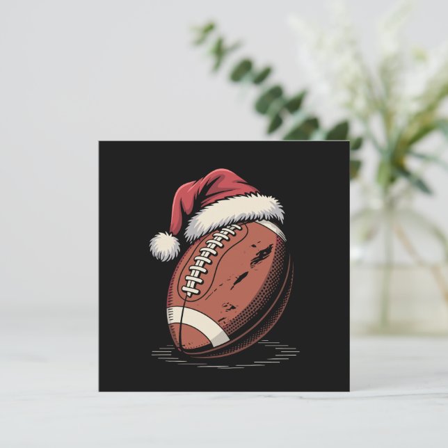 Invitation Football américain Santa Hat Sports Noël (Debout devant)