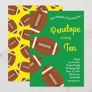 Invitation Football Anniversaire de enfant Party Sports Green