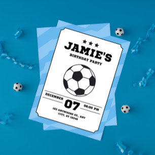 Invitation Football Anniversaire de enfant simple bleu