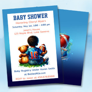 Invitation Football Baby Boy avec Baby shower Teddy