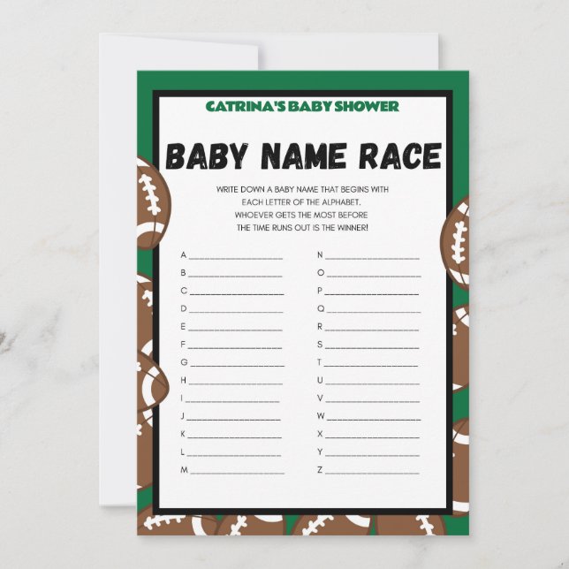 Invitation Football Baby shower Jeu, Soccer - Nom modifiable, (Devant)