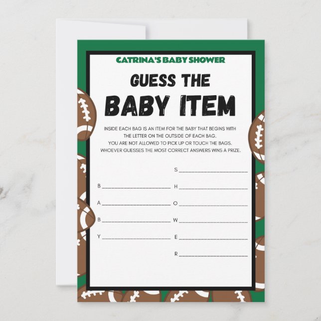 Invitation Football Baby shower Jeu, Soccer - Nom modifiable, (Devant)