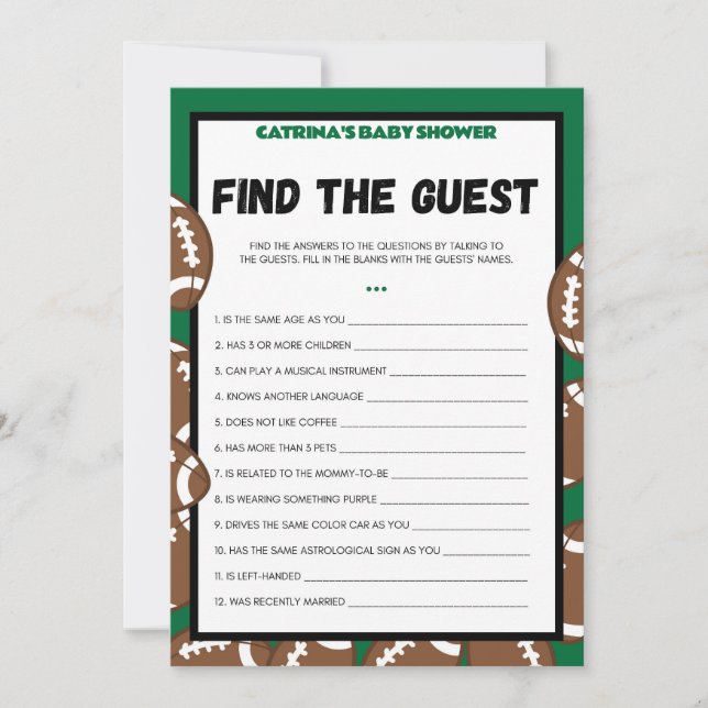 Invitation Football Baby shower Jeu, Soccer - Nom modifiable, (Devant)