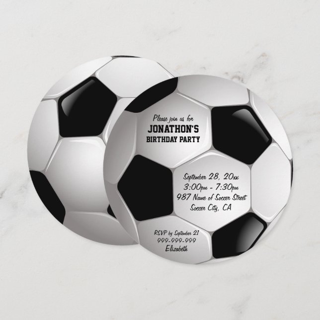 Invitation Football Ball Anniversaire (Devant / Derrière)
