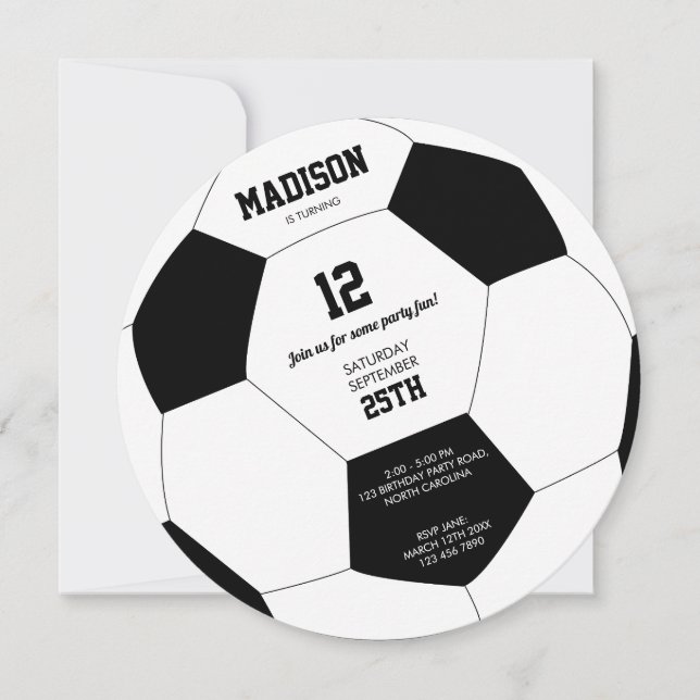 Invitation Football Ball Football Anniversaire Fête Invitatio (Devant)