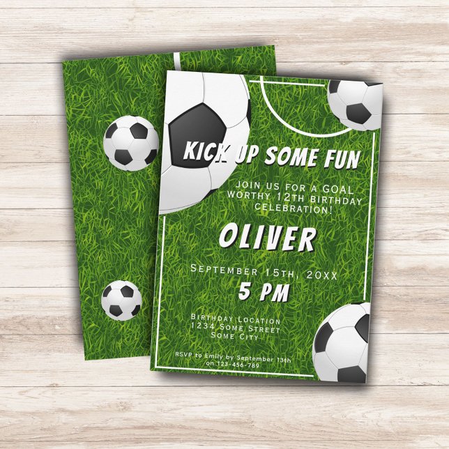 Invitation Football balle Football Grass Sport Anniversaire d (Créateur téléchargé)