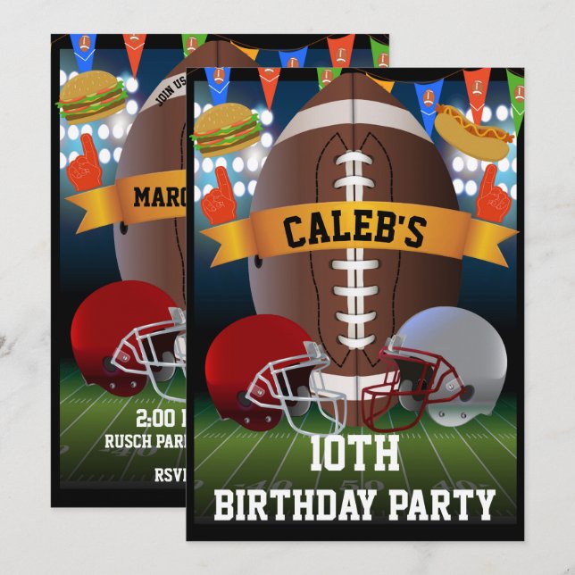 Invitation Football & barbecue fête d'anniversaire (Devant / Derrière)