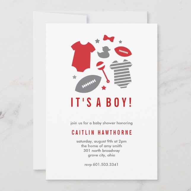 Invitation Football Boy Baby shower (Devant)