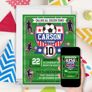 Invitation Football Boys Football Field Anniversaire