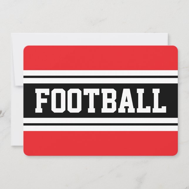 Invitation FOOTBALL Bright Red Black White Racing Stripes (Devant)