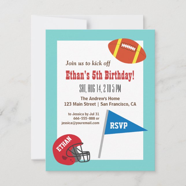 Invitation Football Casque Sports Anniversaire de enfant Part (Devant)