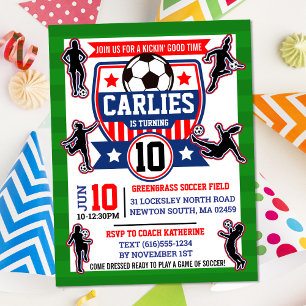 Invitation Football de terrain filles fête d'anniversaire