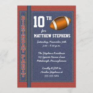 Invitation Football Denim Bricks Russe Sports Anniversaire Pa