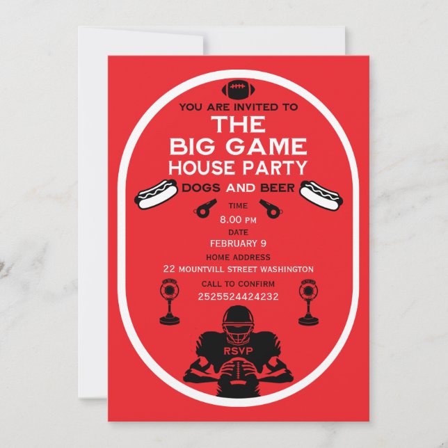 Invitation Football Et Hotdog House Party (Devant)