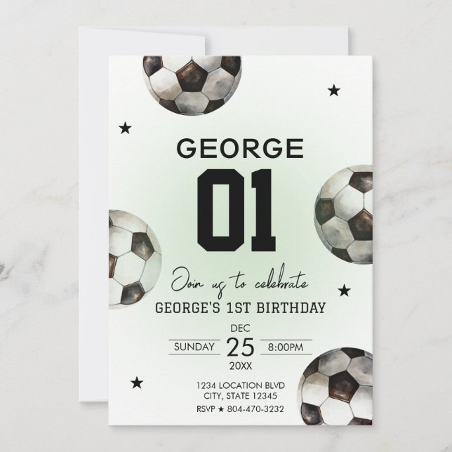 Invitation Football football Boccer fête d'anniversaire (Devant)
