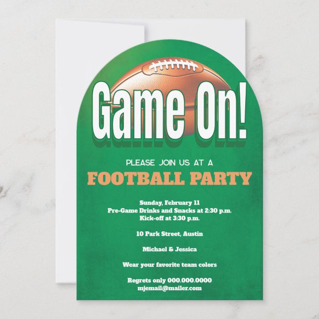 Invitation Football Game Party (Devant)