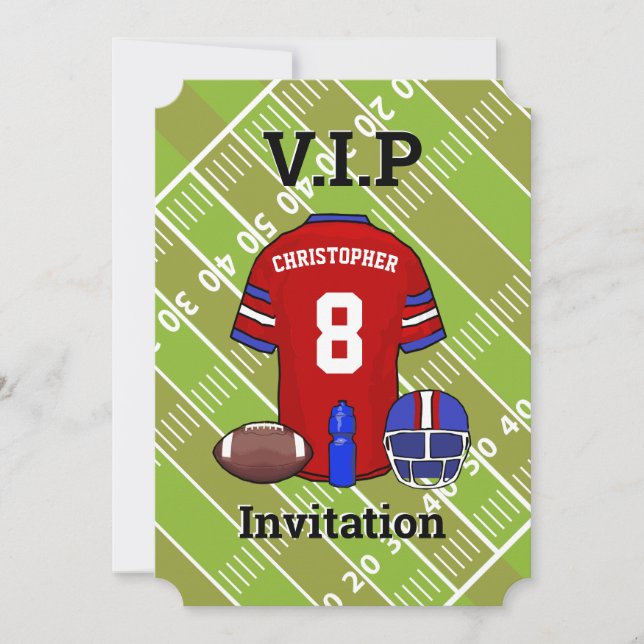 Invitation Football Jersey et pitch Anniversaire (Devant)