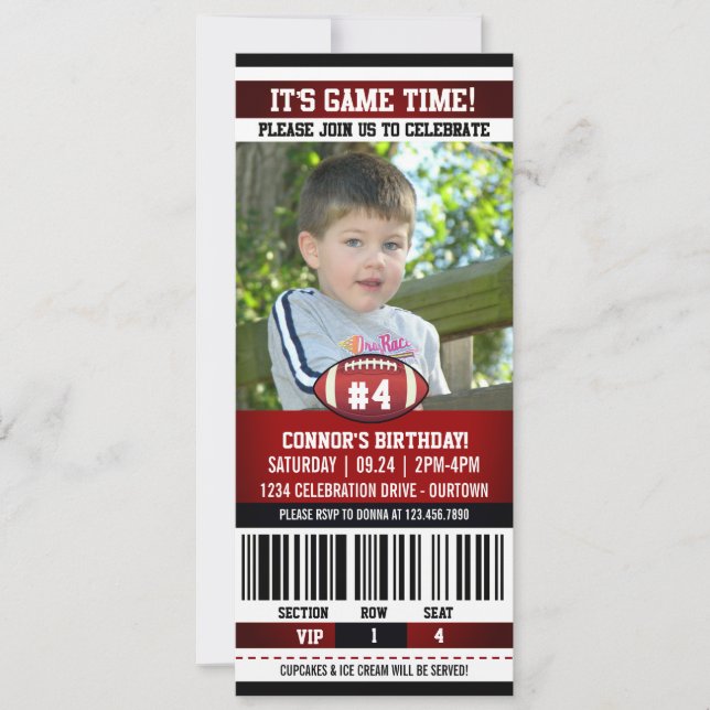 Invitation Football Modèle photo d'anniversaire (Devant)