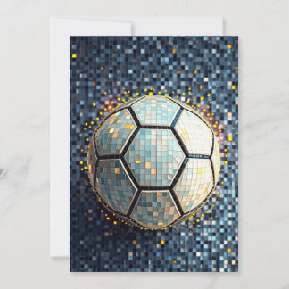 Invitation Football Mosaïque Bleu Art Abstrait Coupe du Monde