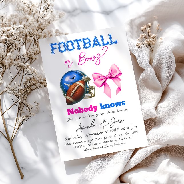 Invitation Football ou Bows Blue ou rose Genre Révélation (Créateur téléchargé)