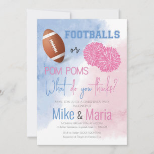 Invitation Football ou Pom Poms sexe révéler l'invitation