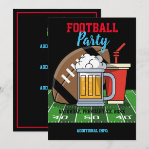 Invitation Football Party Black