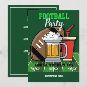 Invitation Football Party Green