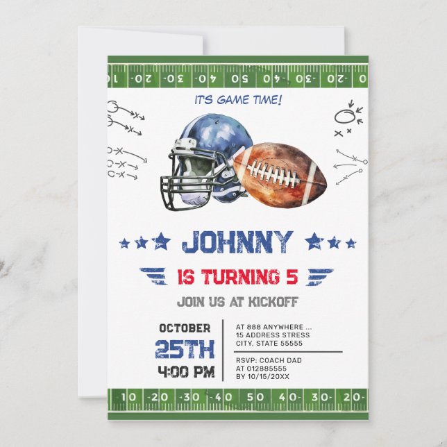 Invitation Football personnel Anniversaire (Devant)