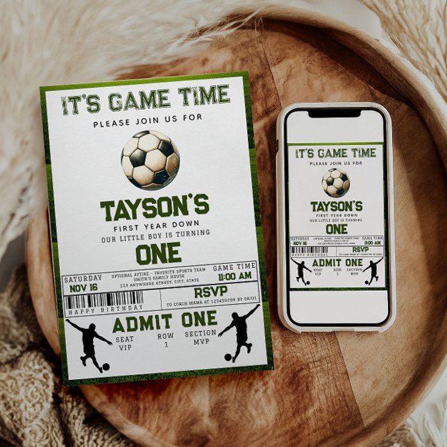 Invitation Football première année bas 1er anniversaire (Créateur téléchargé)