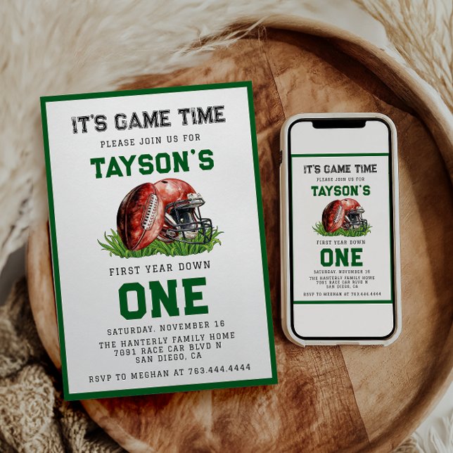 Invitation Football première année bas 1er anniversaire (Créateur téléchargé)