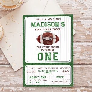 Invitation Football première année bas 1er anniversaire fête