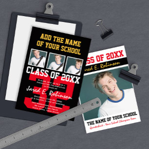 Invitation Football Quarterback Jersey Numéro Graduation