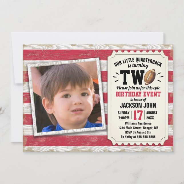 Invitation Football Rustic Red (Devant)