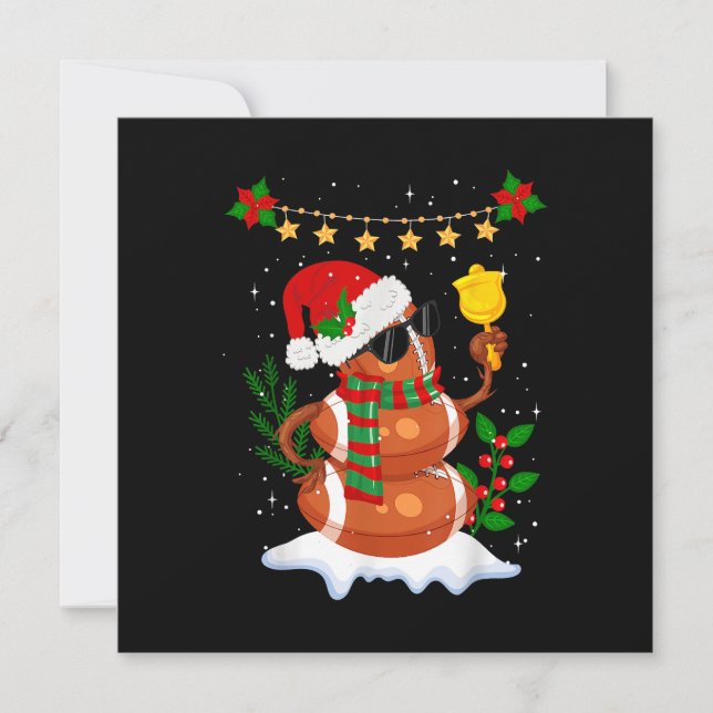 Invitation Football Snowman Santa Hat Joyeux Noël (Devant)