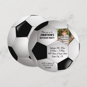 Invitation Football Soccer Ball Photo Anniversaire