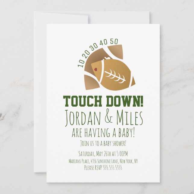 Invitation Football Sport TouchDown Baby shower d'adaptation (Devant)