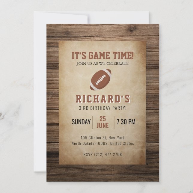 Invitation Football Sports fête d'anniversaire (Devant)