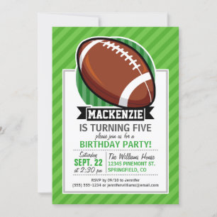 Invitation Football sur les rayures vertes