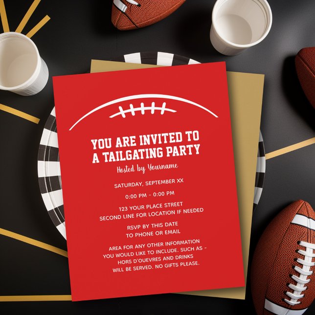 Invitation Football Tailgating Party - or rouge (Tailgating Party Invitation)