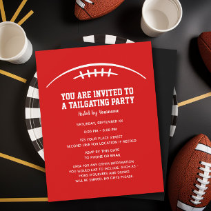 Invitation Football Tailgating Party - rouge noir