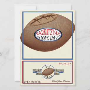 Invitation Football vintage Field Pass Bar Mitzvah