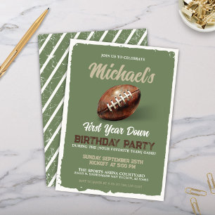 Invitation Football vintage Thème Premier Anniversaire