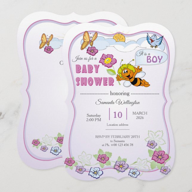 invitation for baby shower it is a boy (Devant / Derrière)
