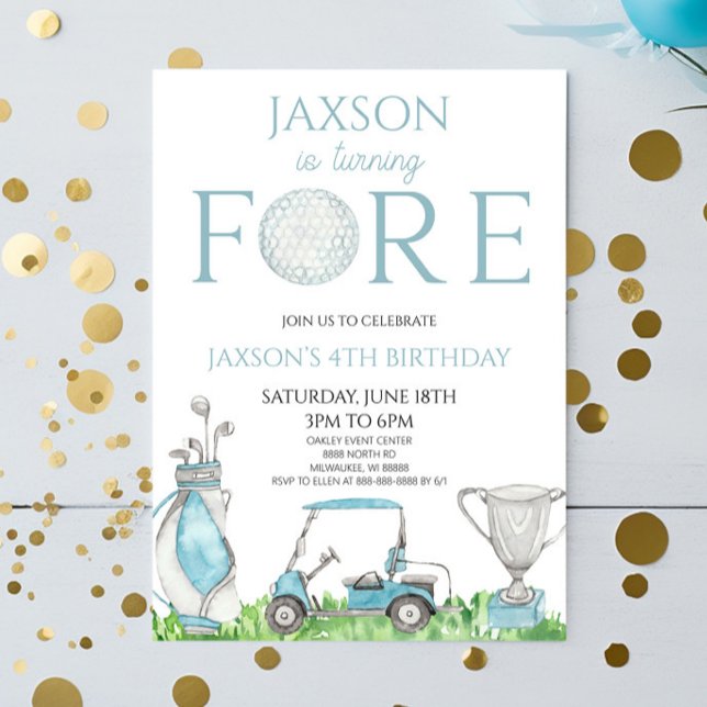 Invitation Fore Blue Golf 4e fête d'anniversaire (Créateur téléchargé)