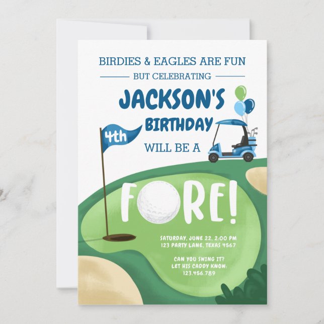 Invitation FORE Golf Boy Quatrième anniversaire Parc Tee Golf (Devant)