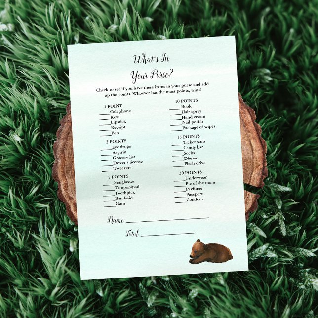 Invitation Forest Adventure What's In Your Purse Bears Jeu (Créateur téléchargé)