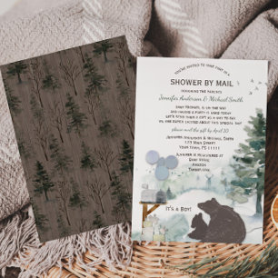 Invitation Forest Boy Pays Bear Deer Mail Baby shower