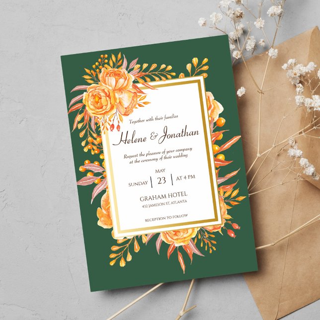 Invitation Forest Green Terracotta Rustique mariage élégant (Forest Green Terracotta Rustic Elegant Wedding Invitation)